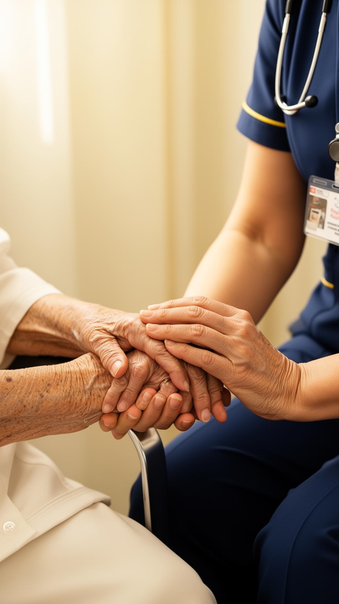 Nurse providing attentive care to a client at home